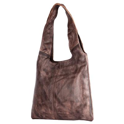 Never Mind Hobo Handbag brown leather slouchy shoulder bag NMBGM138B