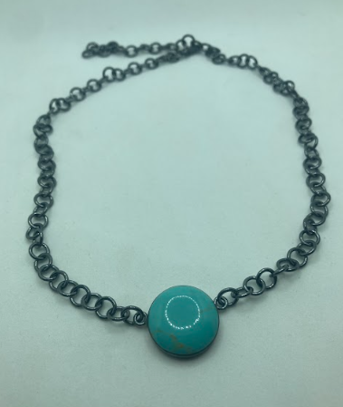 Handmade Navajo Sterling Silver Turquoise Orb Necklace