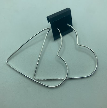 Handmade Navajo Sterling Silver Heart Hoop Earrings