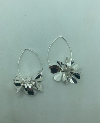 Handmade Sterling Silver Flower Dangle Earrings PSTPE15