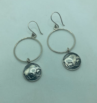 Handmade Sterling Silver Buffalo Coin Earrings PSTPE09