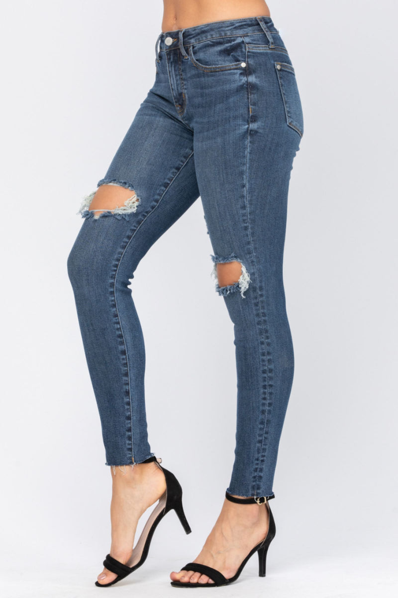 8877 Judy Blue Jeans Destroyed Knee High Waist Skinny