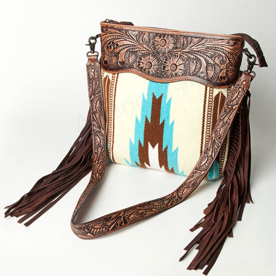 American Darling Black and White Hair on Hide Tooled Leather Crossbody –  Branded Country Wear