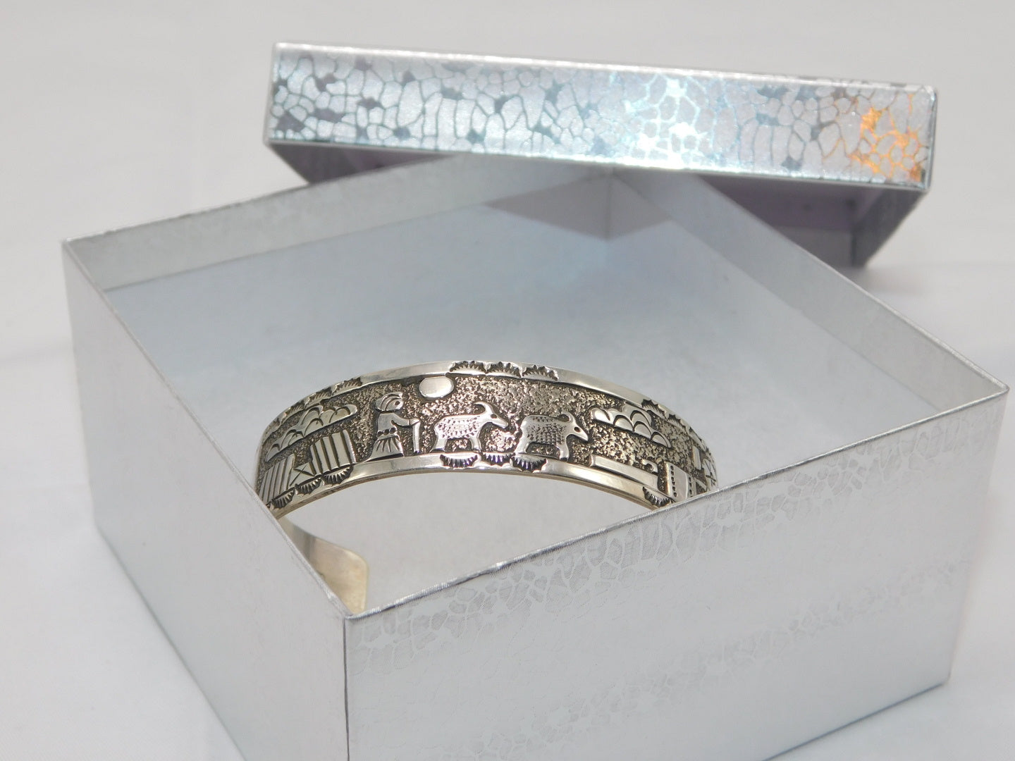 Handmade Navajo Sterling Silver Story Teller Cuff