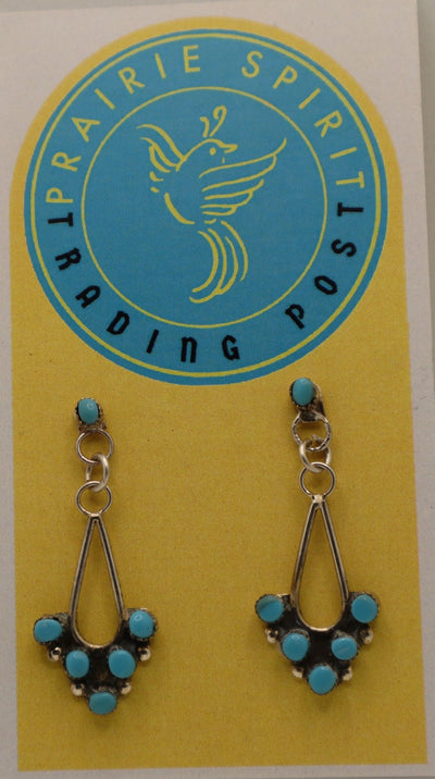 Devine Sterling Silver Navajo Kingman Turquoise Dangle Earrings PSTPE26