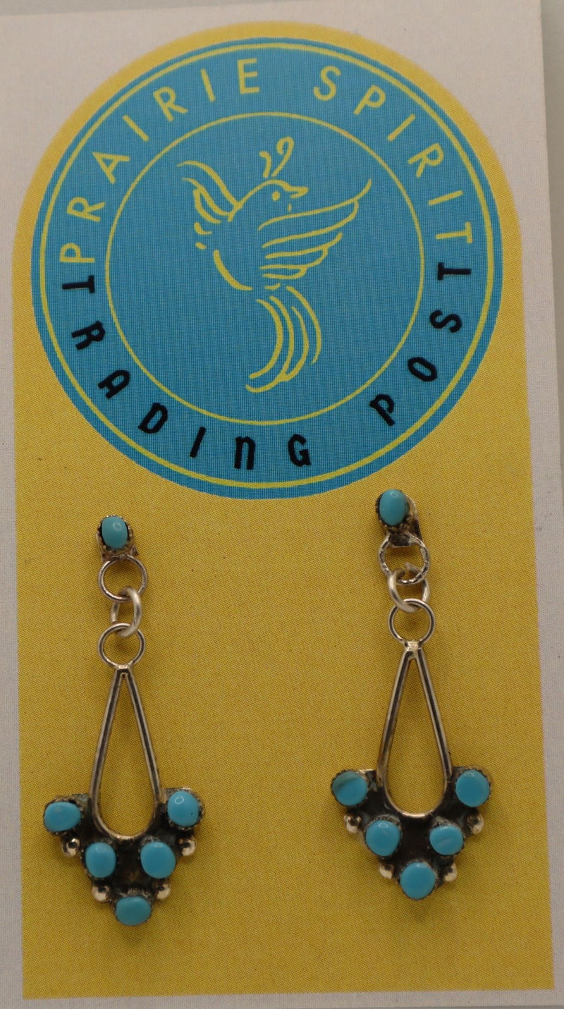 Devine Sterling Silver Navajo Kingman Turquoise Dangle Earrings
