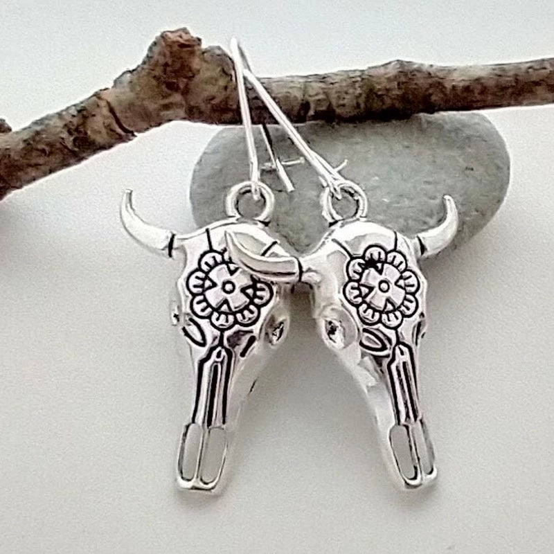 Stainless Steel Cow Skull Earrings Drop Dangle Earrings Designed