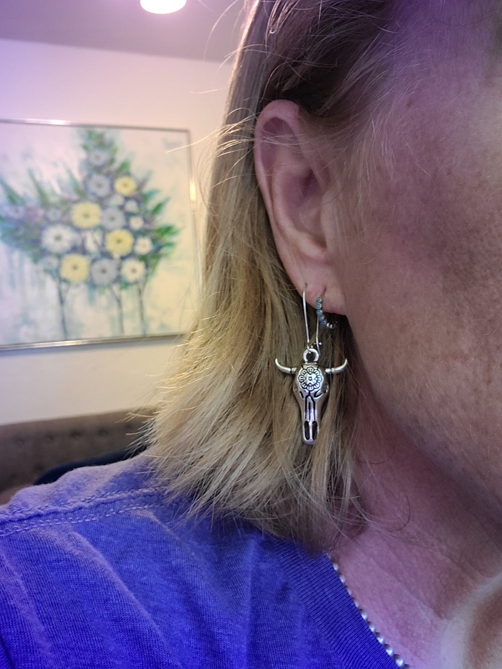 Stainless Steel Cow Skull Earrings Drop Dangle Earrings Designed