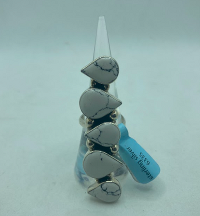 Handmade Navajo Sterling Onyx Teardrops Ring