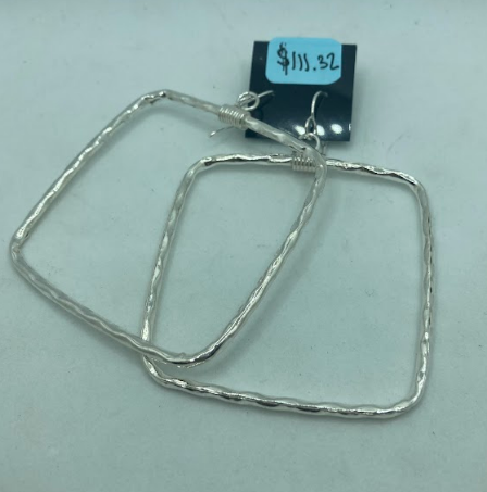Handmade Sterling Silver Square Hoop Earrings PSTPE21